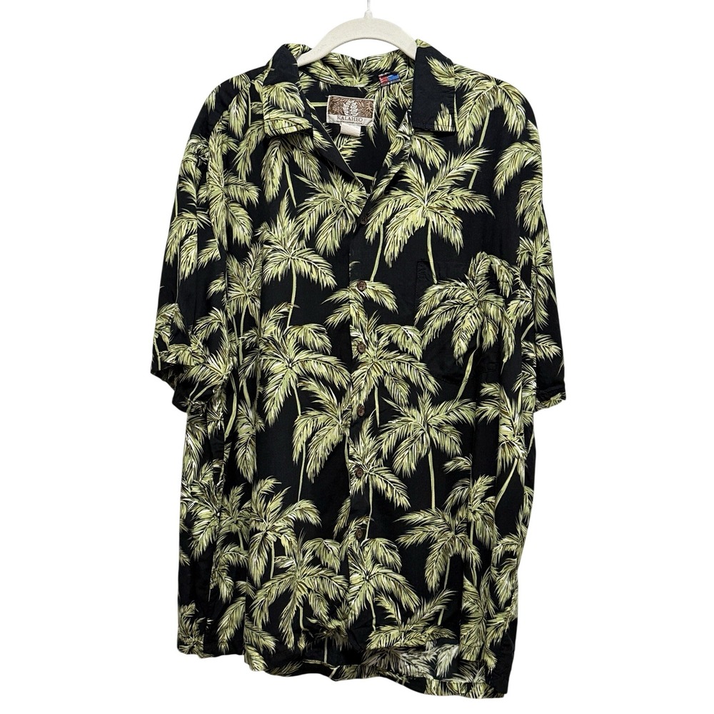 Vintage Kalaheo Hawaiian Shirt Mens L Short Sleeve Hawaii Palm Tree USA Made